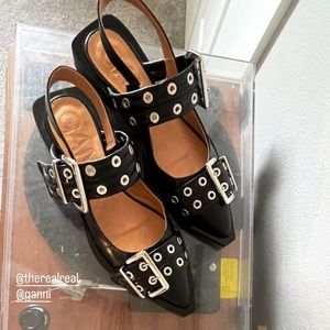 Ganni Leather Slingback Ballerina Flats